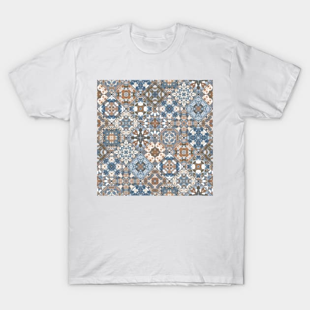 Patchwork of square patches with a pattern in oriental style T-Shirt by IrinaGuArt